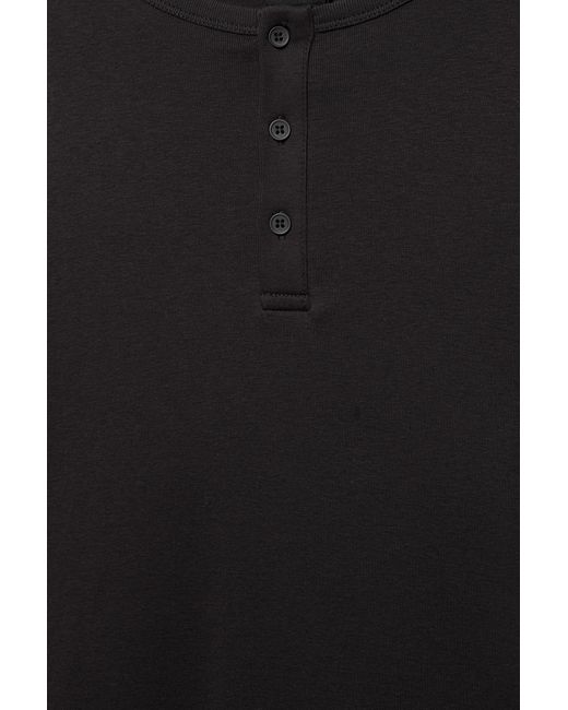 Pull&Bear Black Basic Henley T-Shirt for men