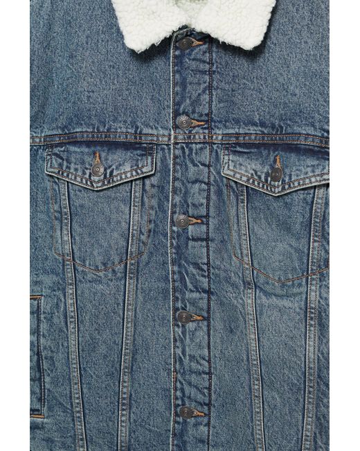 Pull&Bear Denim Jack Met Teddykraag in het Blue voor heren