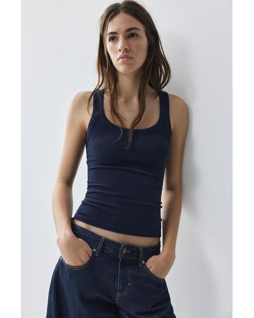 Pull&Bear Blue Basic Tank Top