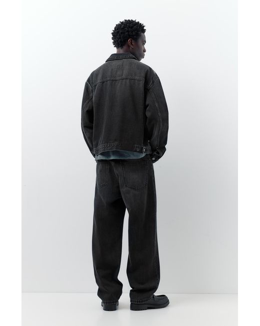 Pull&Bear Black Denim Trucker Jacket for men