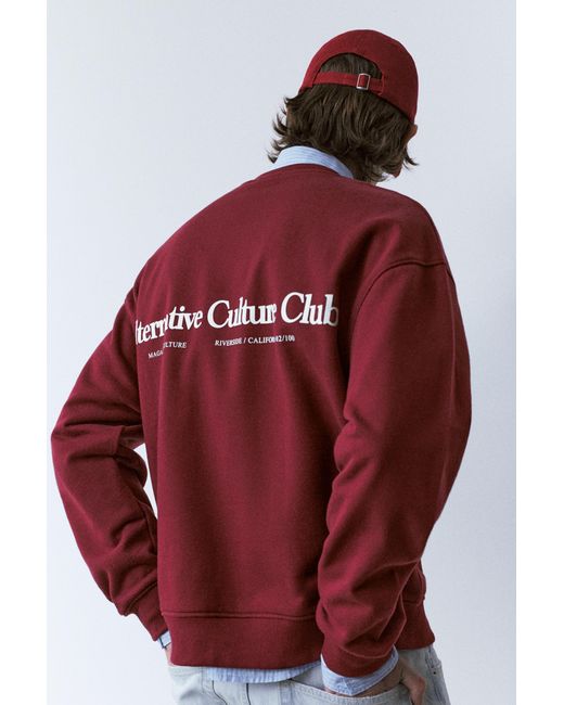 Sweat Col Rond Pull&Bear pour homme en coloris Red