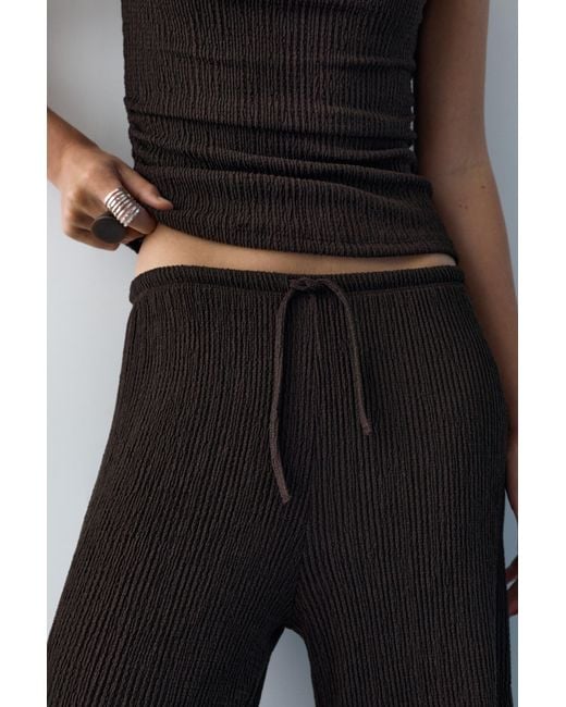 Pull&Bear Gray Wide-Leg Crepe Trousers