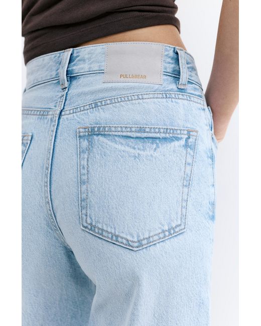 Pull&Bear Blue High-Waist Wide-Leg Jeans