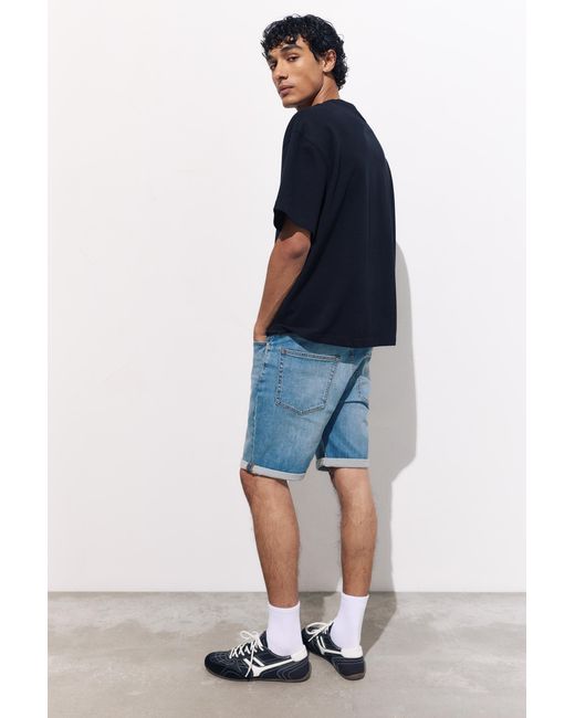 Bermuda Jeans Slim Basic di Pull&Bear in Blue da Uomo