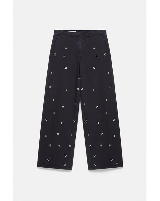 Pull&Bear Blue Straight-Leg Jeans With Eyelets