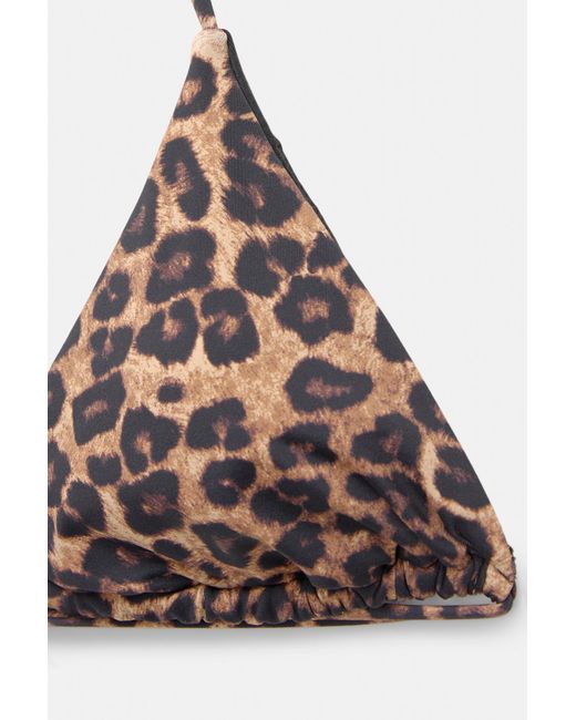 Pull&Bear Black Leopard Print Triangle Bikini Top