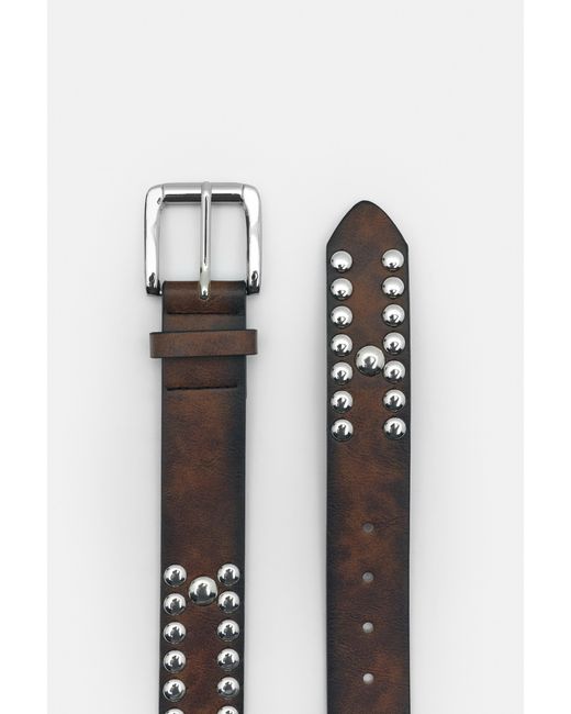 Pull&Bear Black Leather Effect Belt With Studs