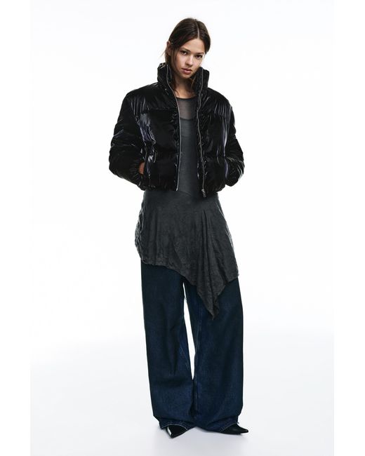Pull&Bear Blue Puffer Jacket With A Shimmery Finish