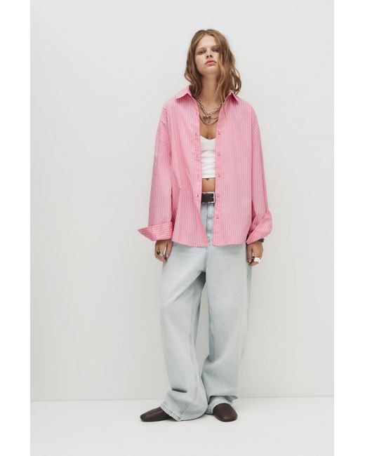 Pull&Bear Pink Rosa Gestreiftes Hemd