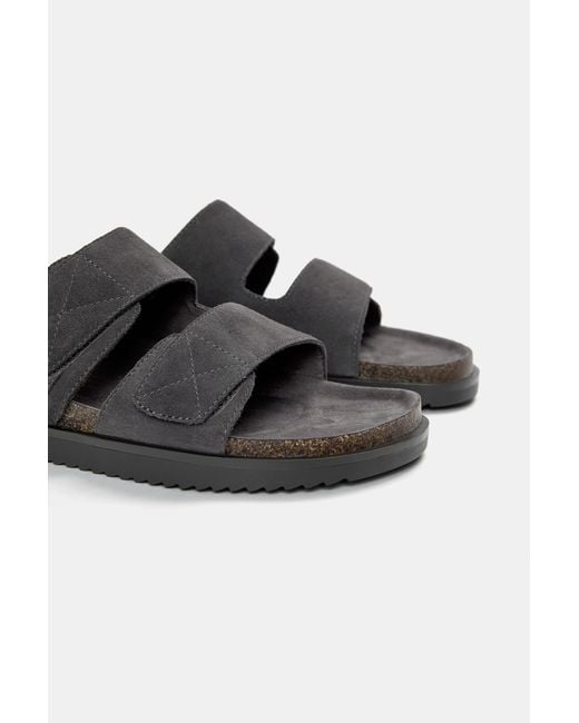 Pull&Bear White Leather Flat Sandals for men
