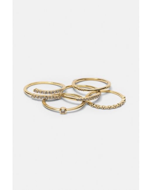 Pull&Bear Metallic 5Er-Pack Glitzerringe