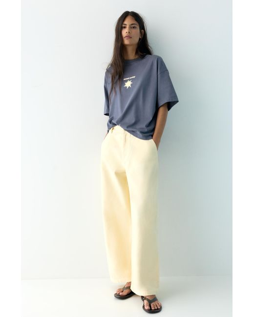 Pull&Bear Blue Short Sleeve T-Shirt With Printed Graphic