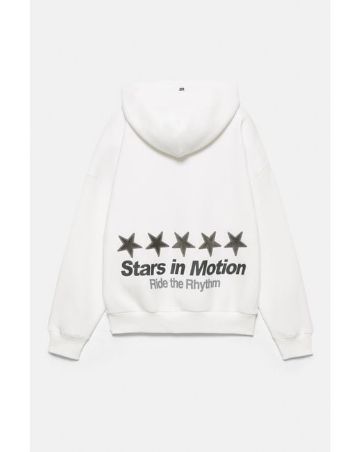 Pull&Bear White Star Hoodie