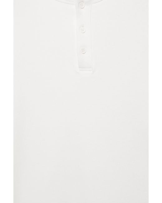 Pull&Bear White Basic Henley T-Shirt for men