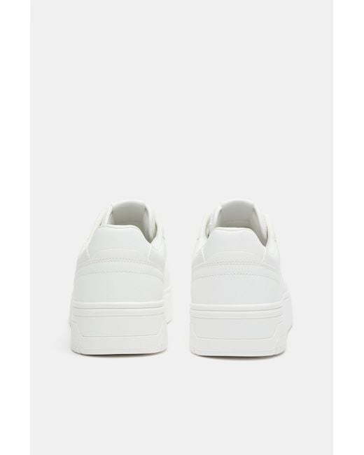 Pull&Bear Casual Platform Sneakers in het White