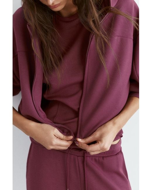 Pull&Bear Purple Soft Touch Hooded Sweatshirt