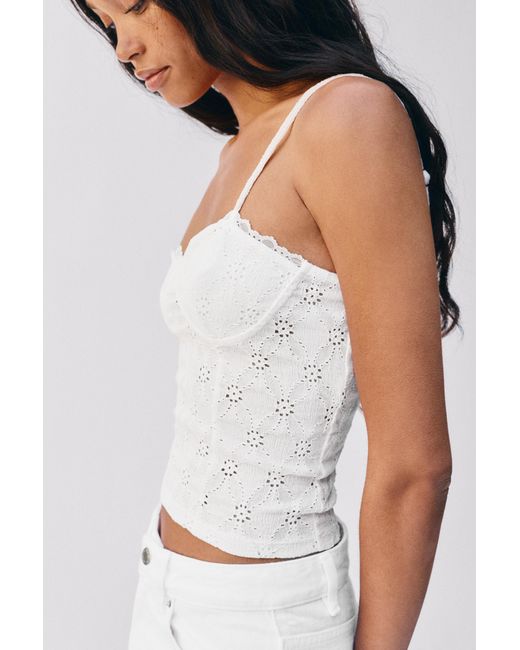 Pull&Bear Gray Swiss Embroidery Strappy Corsetry-Inspired Top