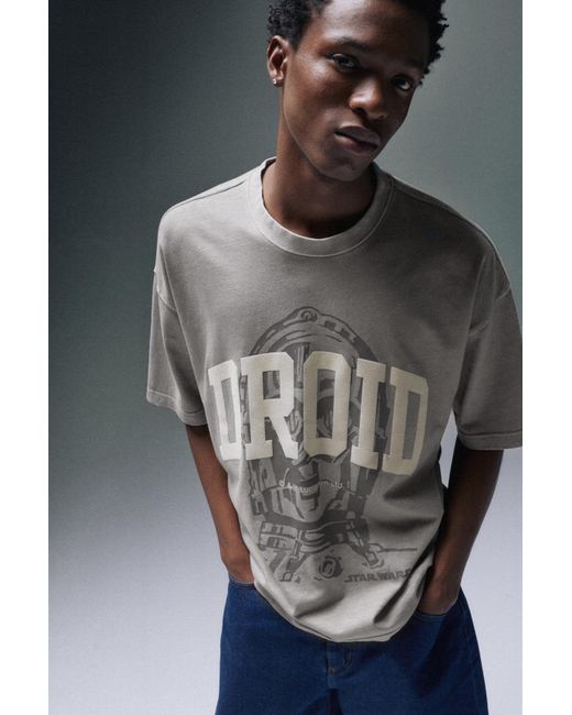 Pull&Bear Star Wars Droid T-Shirt in het Gray voor heren