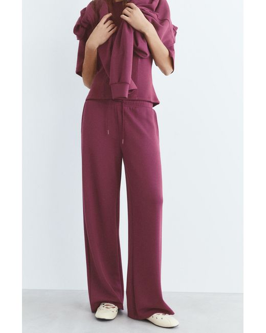 Pull&Bear Purple Soft-Touch Wide-Leg Trousers