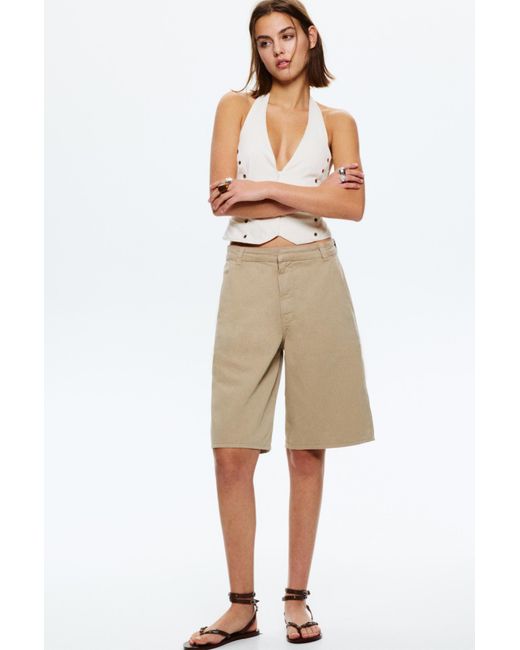 Pull&Bear Natural Chino Bermuda Shorts