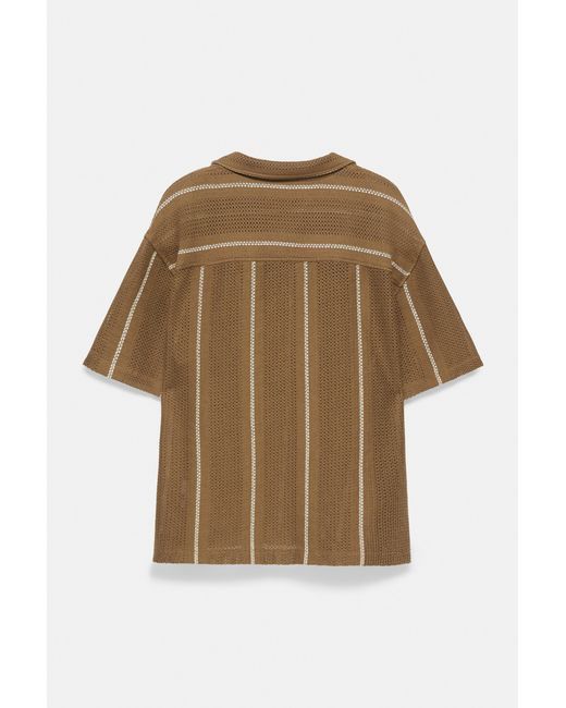 Camicia Righe Maniche Corte di Pull&Bear in Brown da Uomo