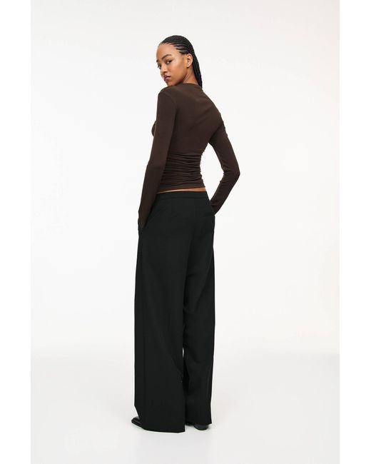 Pull&Bear Black Langarm-Top Mit Raffungen