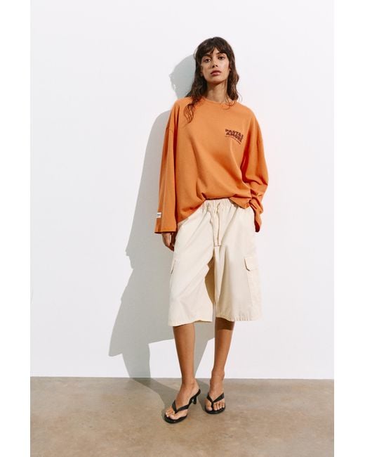 Pull&Bear Orange Long Sleeve Graphic T-Shirt