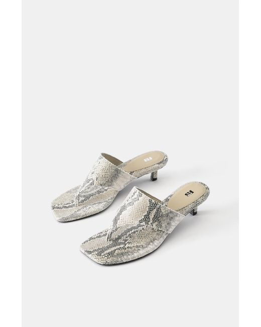 Pull&Bear Blue Snakeskin Print High-Heel Sandals