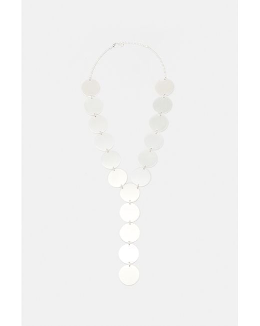 Pull&Bear White Circle Lariat Necklace