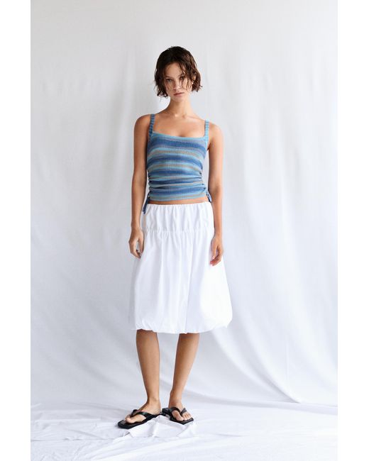 Pull&Bear White Gathered Knit Strappy Top