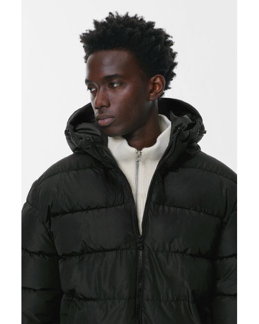 Pull&Bear Blue Lightweight Puffer Jacket With Hood for men