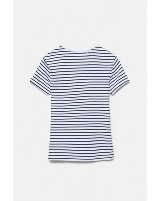 Pull&Bear Blue Ribbed Short Sleeve T-Shirt