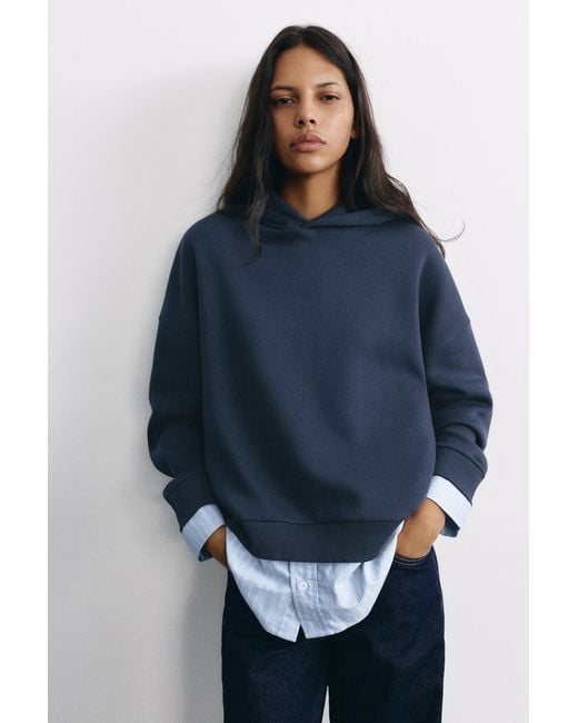 Pull&Bear Gecombineerde Sweater Met Capuchon in het Blue