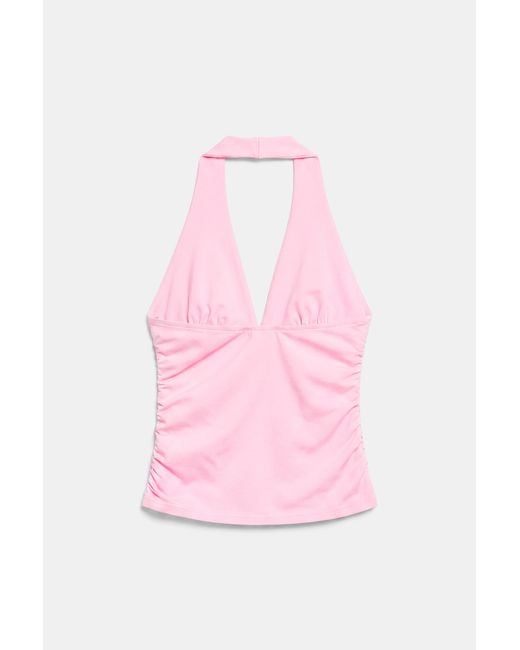 Pull&Bear Haltertop Met Plooien in het Pink