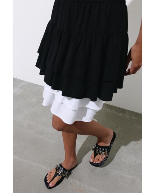 Pull&Bear Black Flat Embellished Sandals