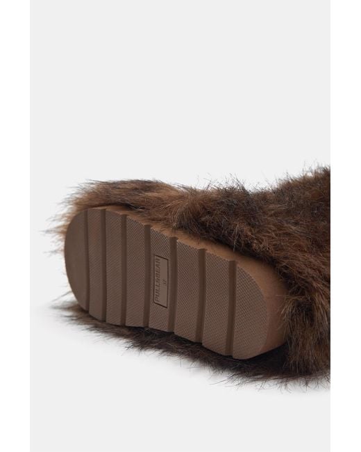 Pull&Bear White Flat Faux Fur Boots