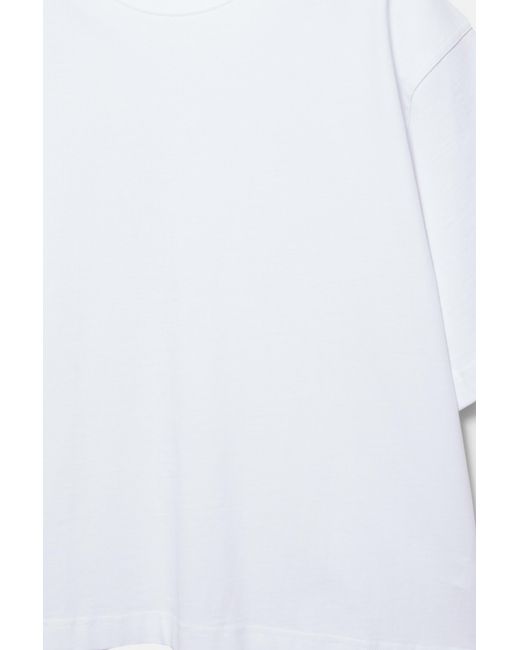 Pull&Bear White Cropped Short Sleeve T-Shirt for men