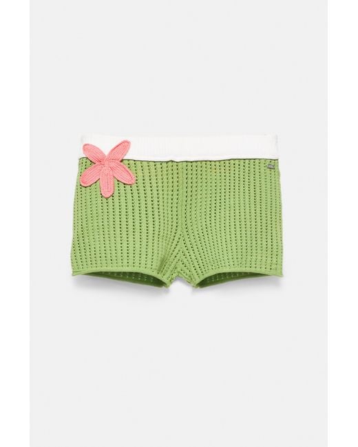 Pull&Bear White Crochet Floral Shorts
