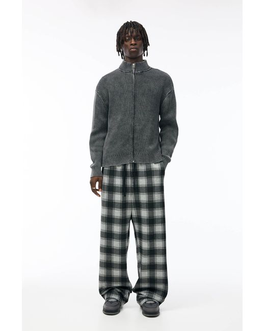 Pull&Bear Gray Stwd Check Pyjama-Style Trousers for men