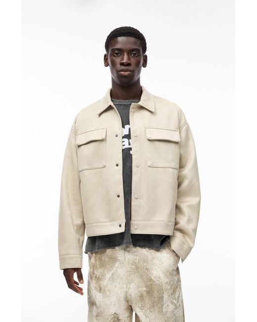 Pull&Bear Natural Faux Suede Trucker Jacket for men