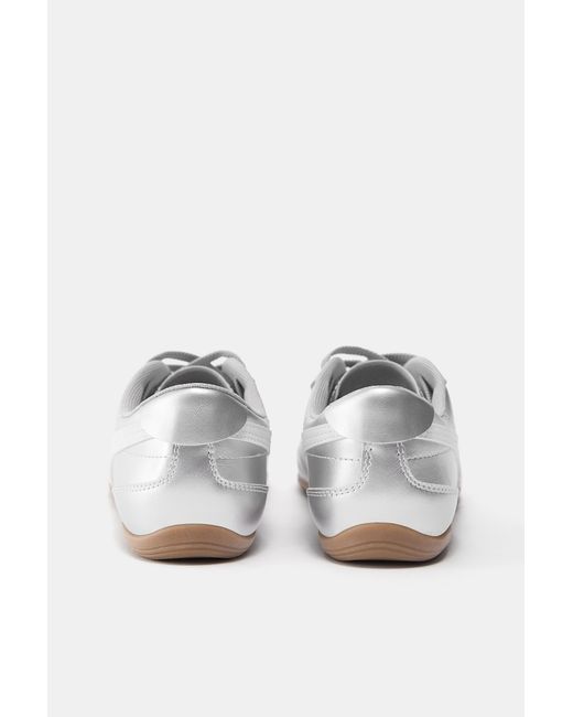 Pull&Bear White Metallic Retro Trainers