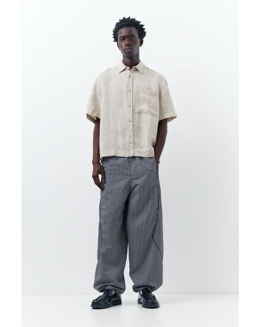 Pull&Bear Natural 100% Linen Short Sleeve Shirt for men
