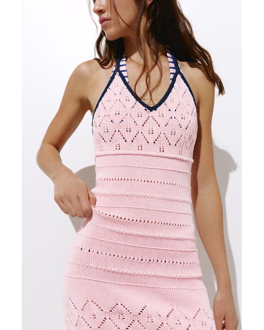 Pull&Bear Halterjurk Van Crochet in het Blue