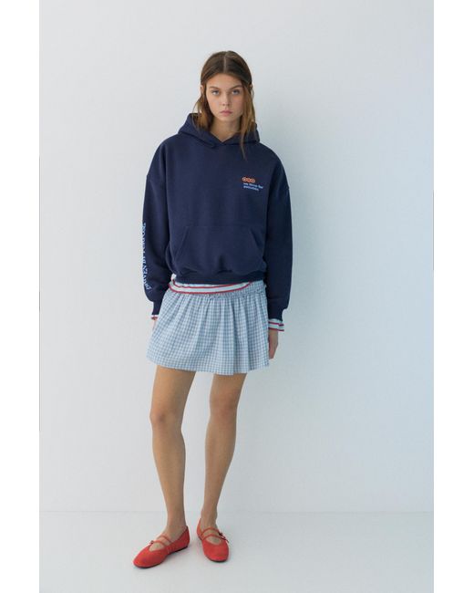 Pull&Bear Blue Graphic Print Hoodie