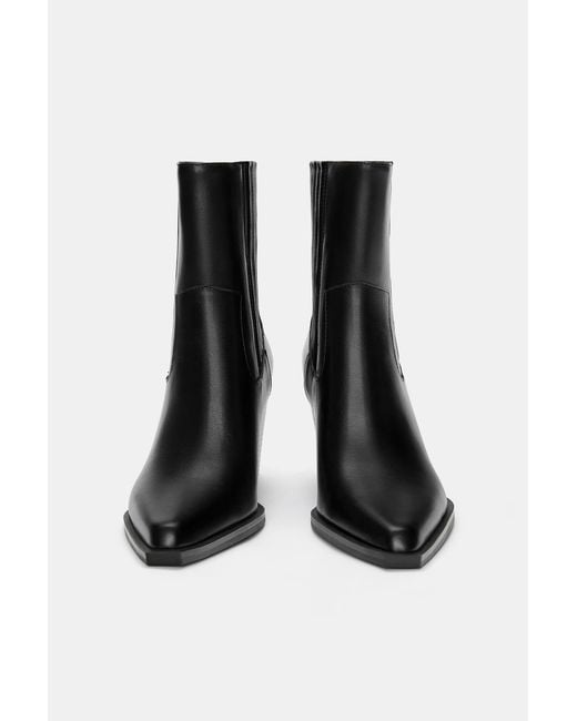 Pull&Bear Blue Cowboy Heel Ankle Boots