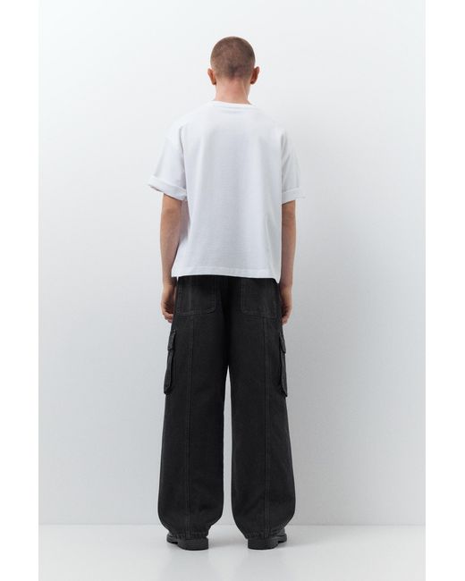 Pull&Bear Blue Baggy Cargo Jeans for men