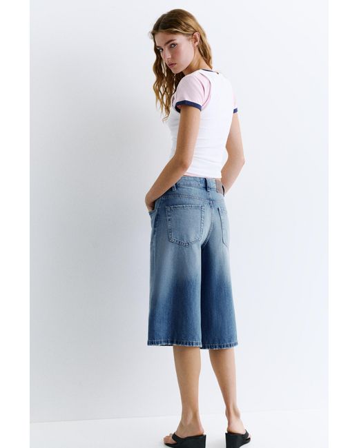 Pull&Bear Blue Low-Rise Denim Jorts