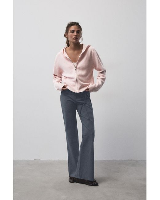 Pull&Bear Pink Zip-Up Hooded Cardigan