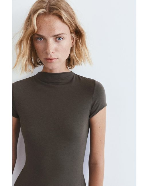 Pull&Bear Green Short Mock Neck Dress