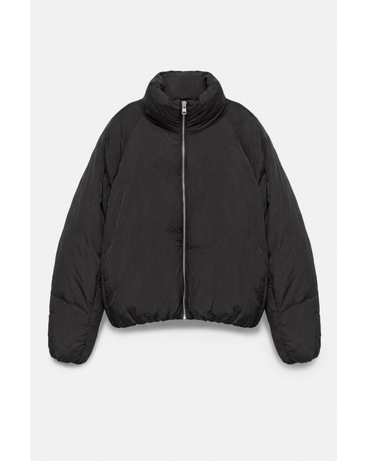 Pull&Bear Black High Neck Puffer Jacket